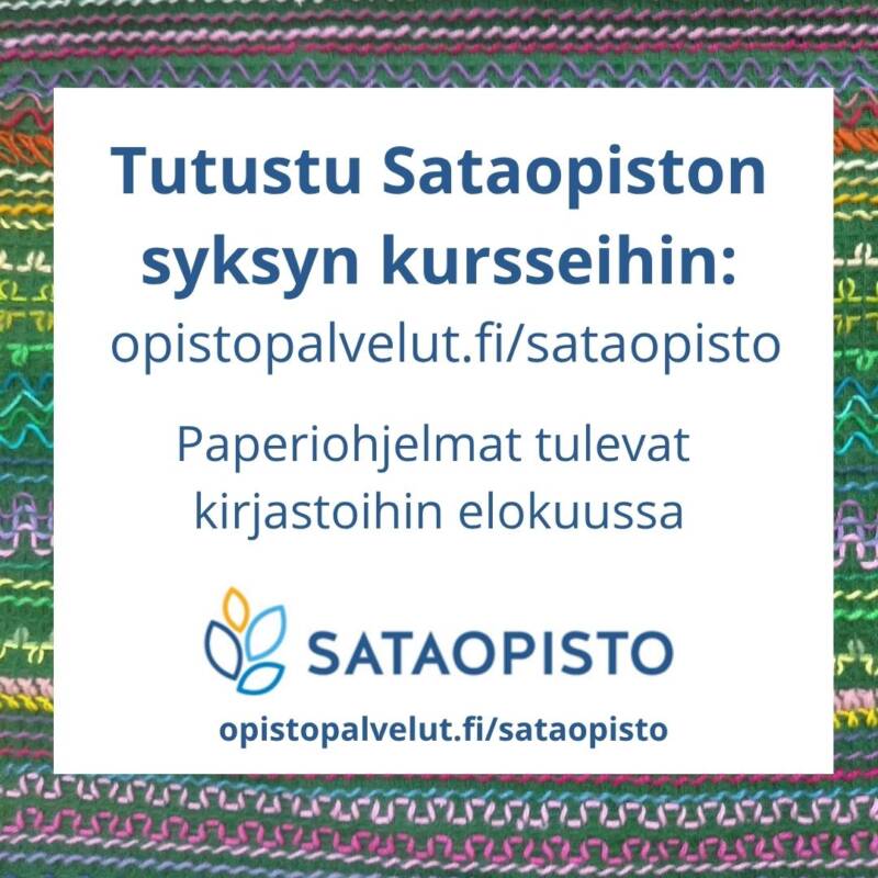 Sataopiston syksyn kurssit on julkaistu